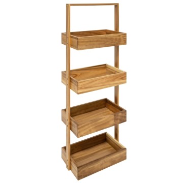 Premium Acacia Wood 4-Tier Storage Shelf with Rectangular Bins - Versatile Home Organizer